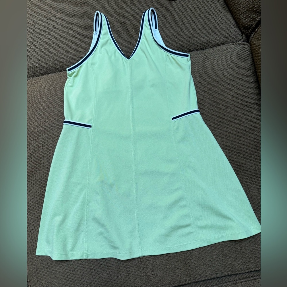 Reebok (RBK) Light green (acid lime), navy, & white tennis dress. Lg.